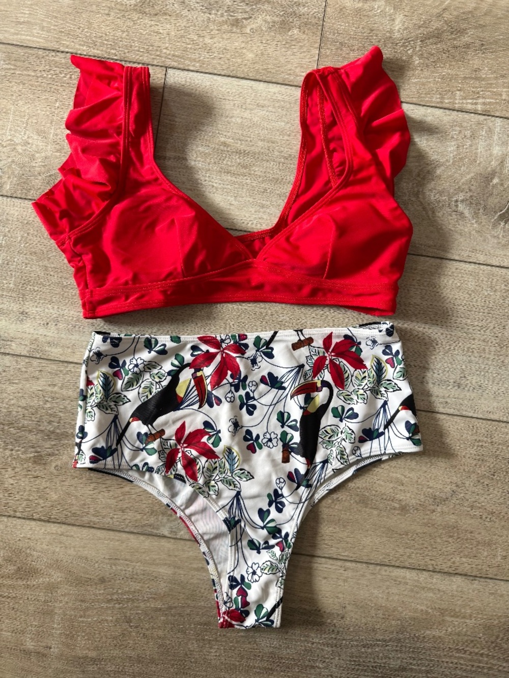 Flirty top and high waisted bottom bikini